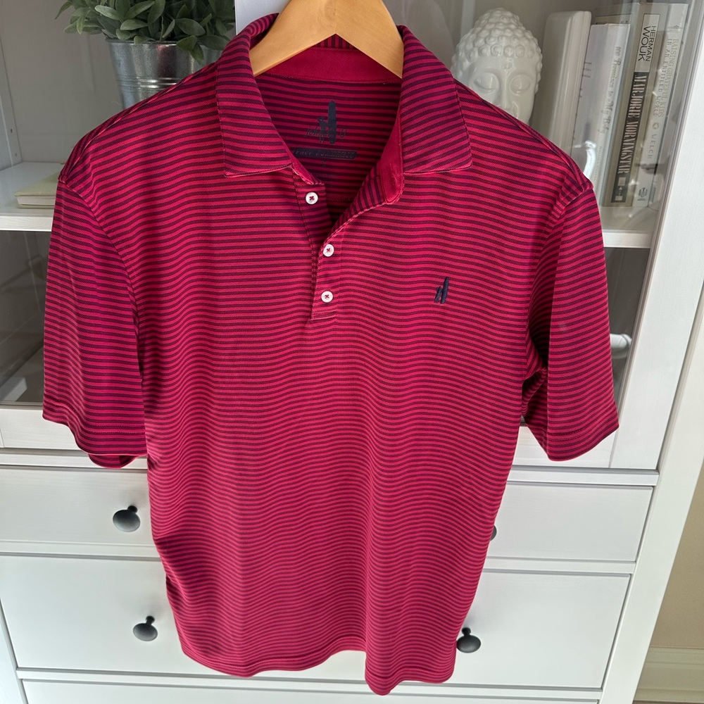 Johnnie O Men’s Size Small Red & Navy striped Polo Shirt